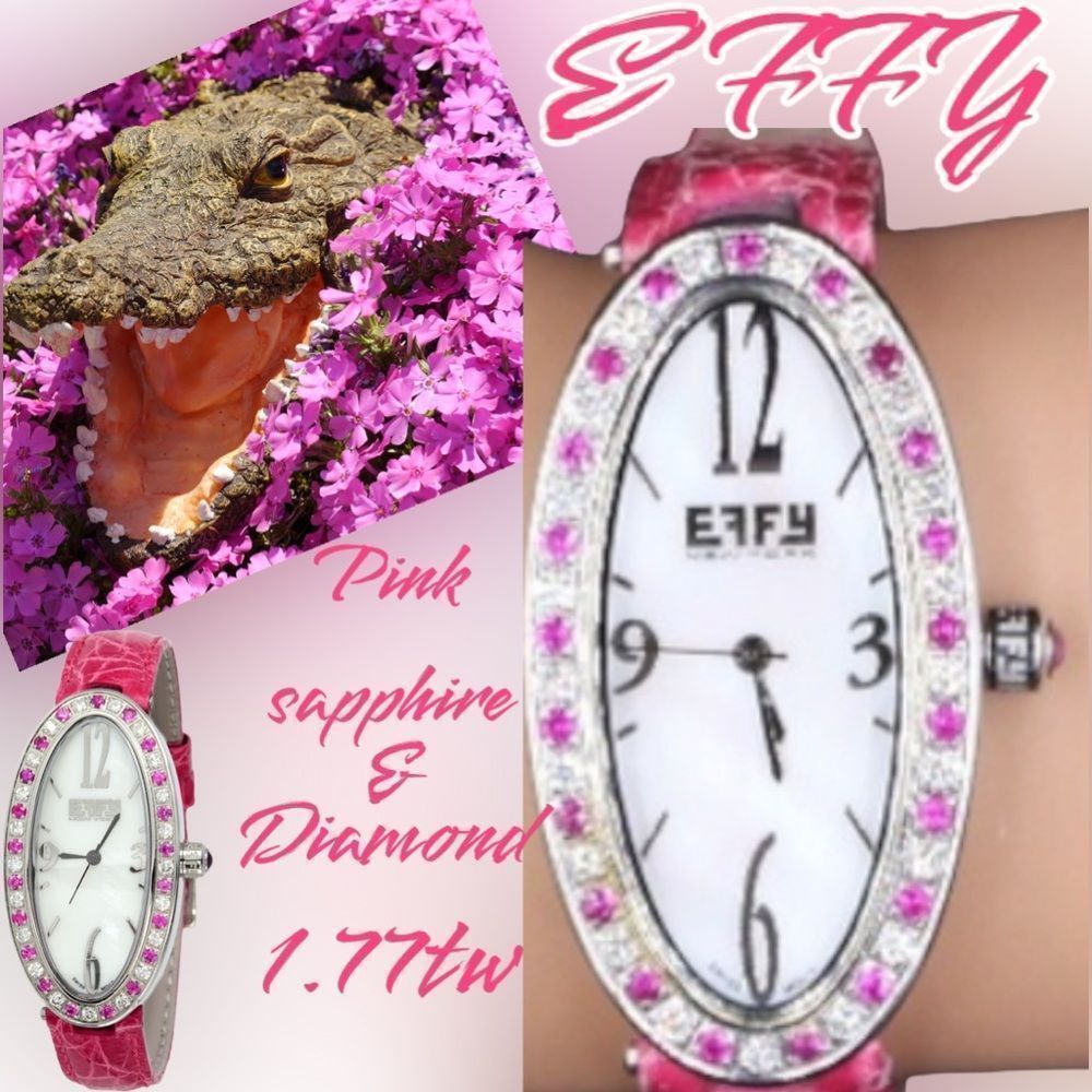 ❤️💎Perfect for Valentines Day Luxury EFFY Pink sapphire &💎1.77 ct pink croc band - Picture 2 of 11